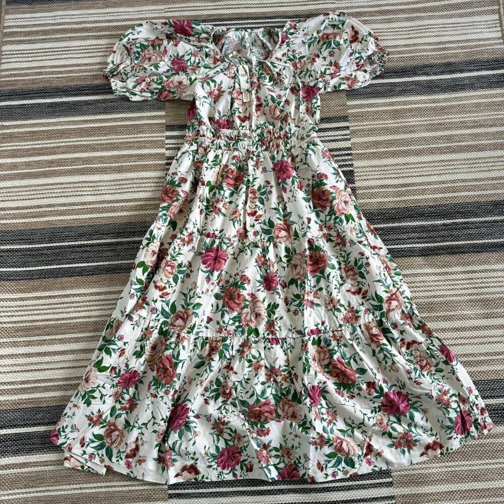 Anthropologie Women's The Somerset Maxi Dress Puff-Sleeve Floral Multicolor Sz M